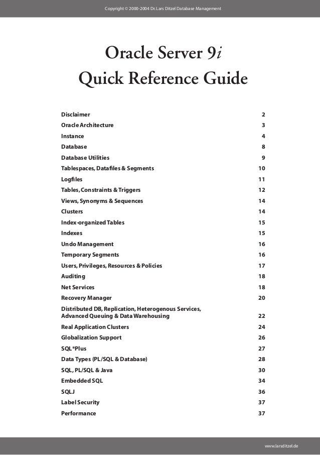 Oracle 9i Database Administrators Guide